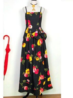 Vintage Nipon Night Floral Maxi Cotton Gown Dress Size 10 (6-8)